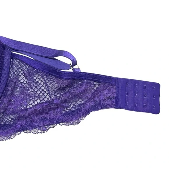 VICTORIA'S SECRET Bombshell Adds 2-cup sizes Strappy Fishnet Floral 38DD/38E - Picture 9 of 11